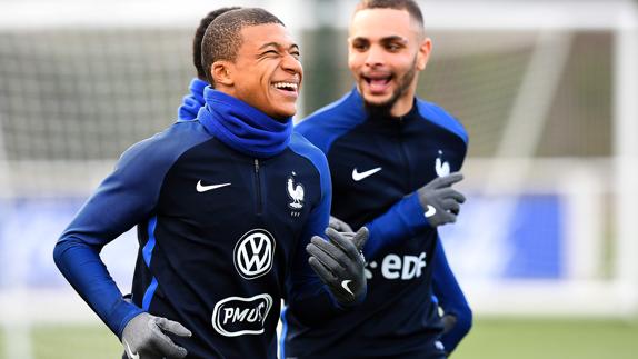 Mbappe, durante un entrenamiento con la selección. 