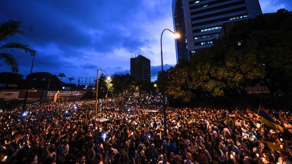 Manifestación de la oposición en Caracas.