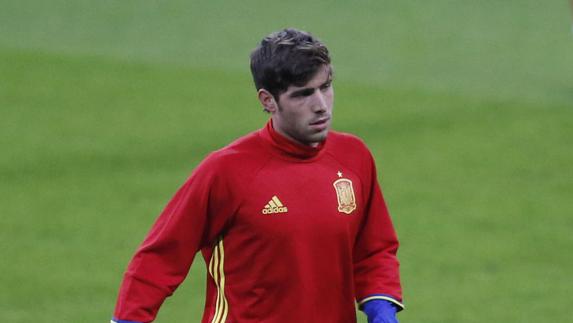 Sergi Roberto, durante un entrenamiento con la selección española. 