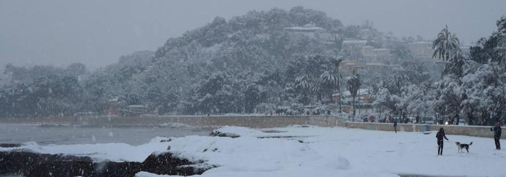 Nieva en Dénia y Xàbia al nivel del mar