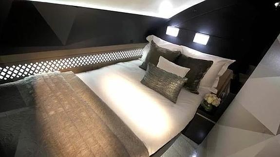 La cama del nuevo compartimento de Etihad Airlines