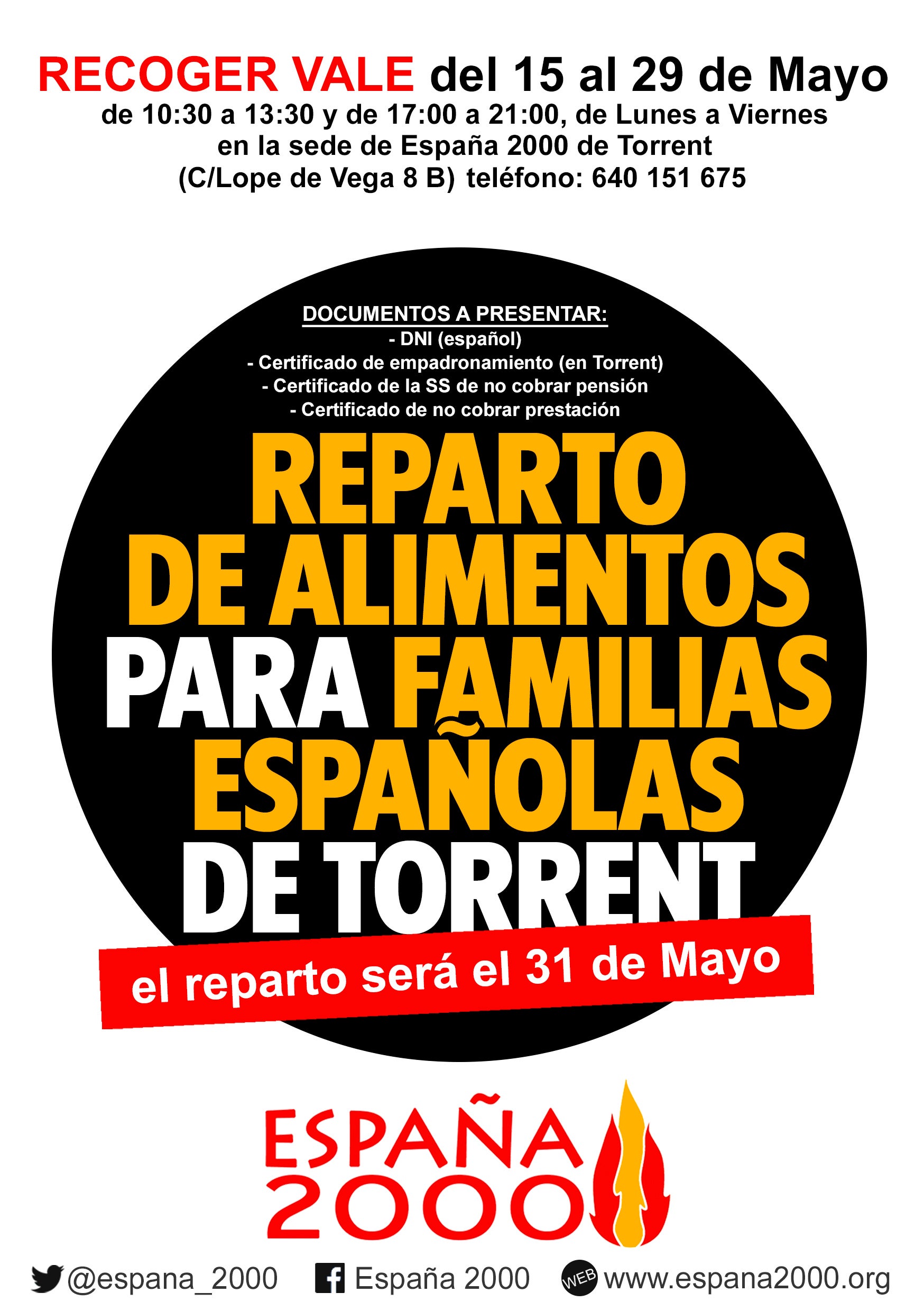 España 2000 vuelve a repartir alimentos «sólo para los españoles»