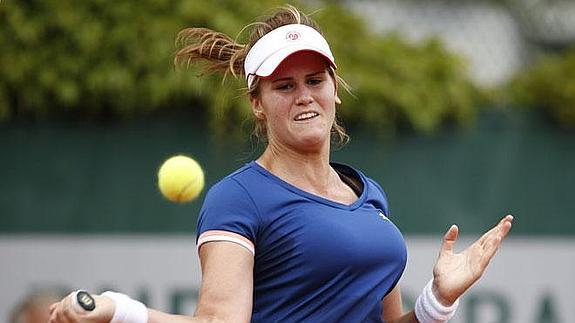 Tita Torró, en su partido contra Magdalena Rybarikova en Roland Garros.