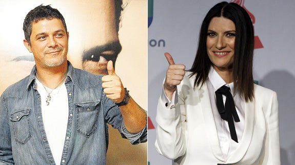 Alejandro Sanz y Laura Pausini, en dos imágenes de archivo. 