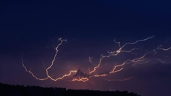 Rayos que caen hacia arriba.