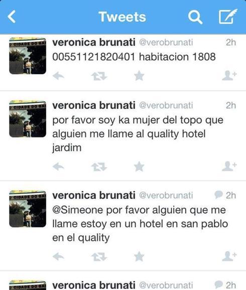 La esposa del fallecido, Verónica Brunati, al conocer el suceso por Twitter.