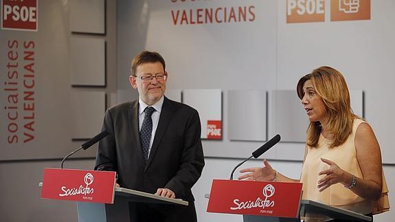 Ximo Puig, junto con Susana Díaz. 