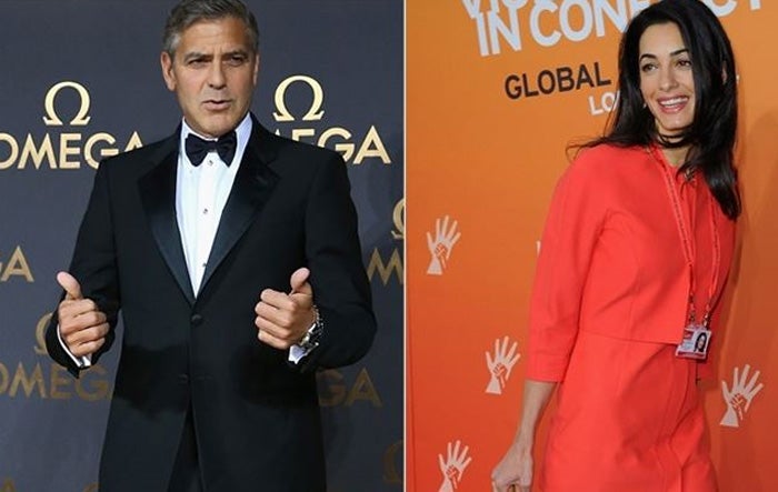 A la izquierda George Clooney, a la derecha Amal Alamuddin.