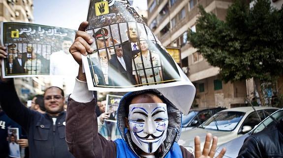 Simpatizante de Anonymous en una manifestación.