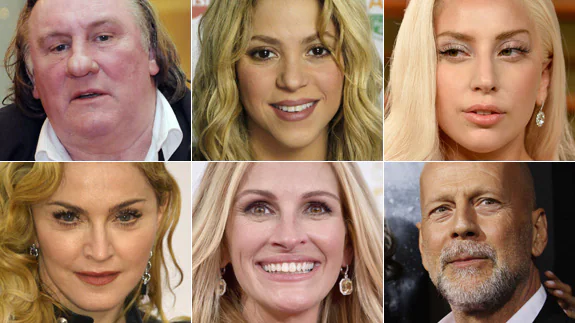 Gerard Depardieu, Shakira, Lady Gaga, Madonna, Julia Roberts y Bruce Willis.