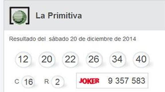 Números premiados Primitiva del sábado 20 de diciembre. Resultados y combinación ganadora