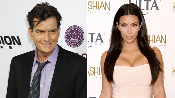 Charlie Sheen y Kim Kardashian.