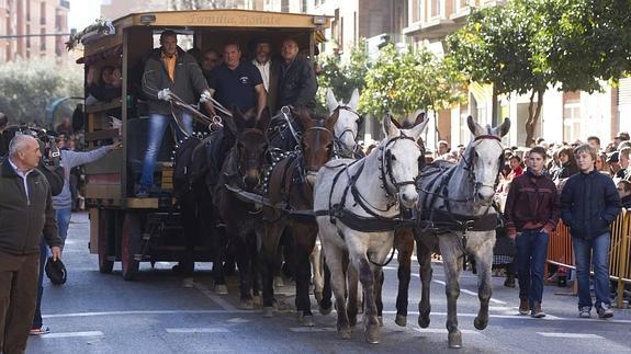 Caballos se dirigen a ser bendecidos en la calle Sagunto. DAMIÁN TORRES