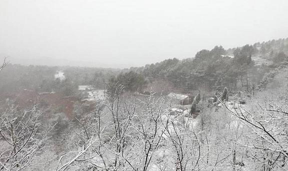 La zona de Utiel, teñida de blanco.