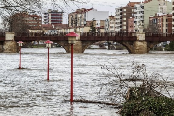 Río Ebro a su paso por Miranda de Ebro, en Burgos, el pasado martes. :: EFE/Santi Otero