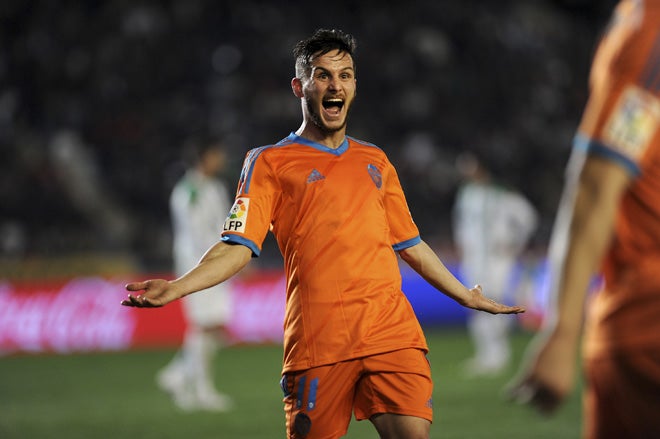 Piatti celebra su tanto ante el Córdoba.