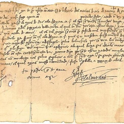 Carta de Cristóbal Colón a su hijo Diego, fechada en Sevilla el 29 de abril de 1498 y que los Alba querían subastar.