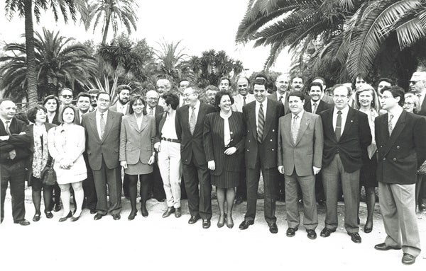 La plana mayor del PP, en abril de 1995, un mes antes de lograr el gobierno de la Generalitat.