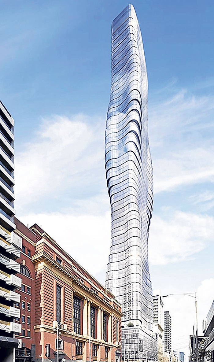 Premier Tower. La firma Elenberg Fraser se fijó en un videoclip de Beyoncé para diseñar su silueta en Melbourne.