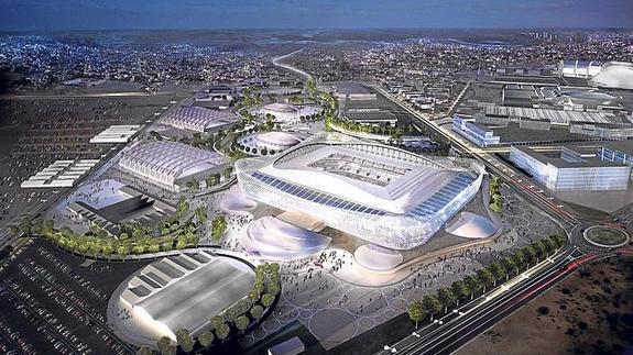 Recreación del estadio Al Rayyan, el quinto en construcción.