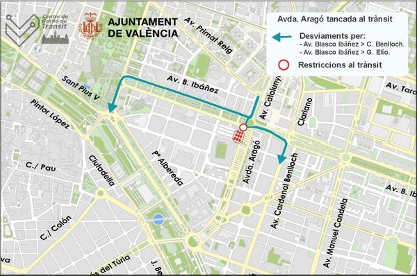 Mapa con las rutas alternativas por el corte del próximo siete de octubre.