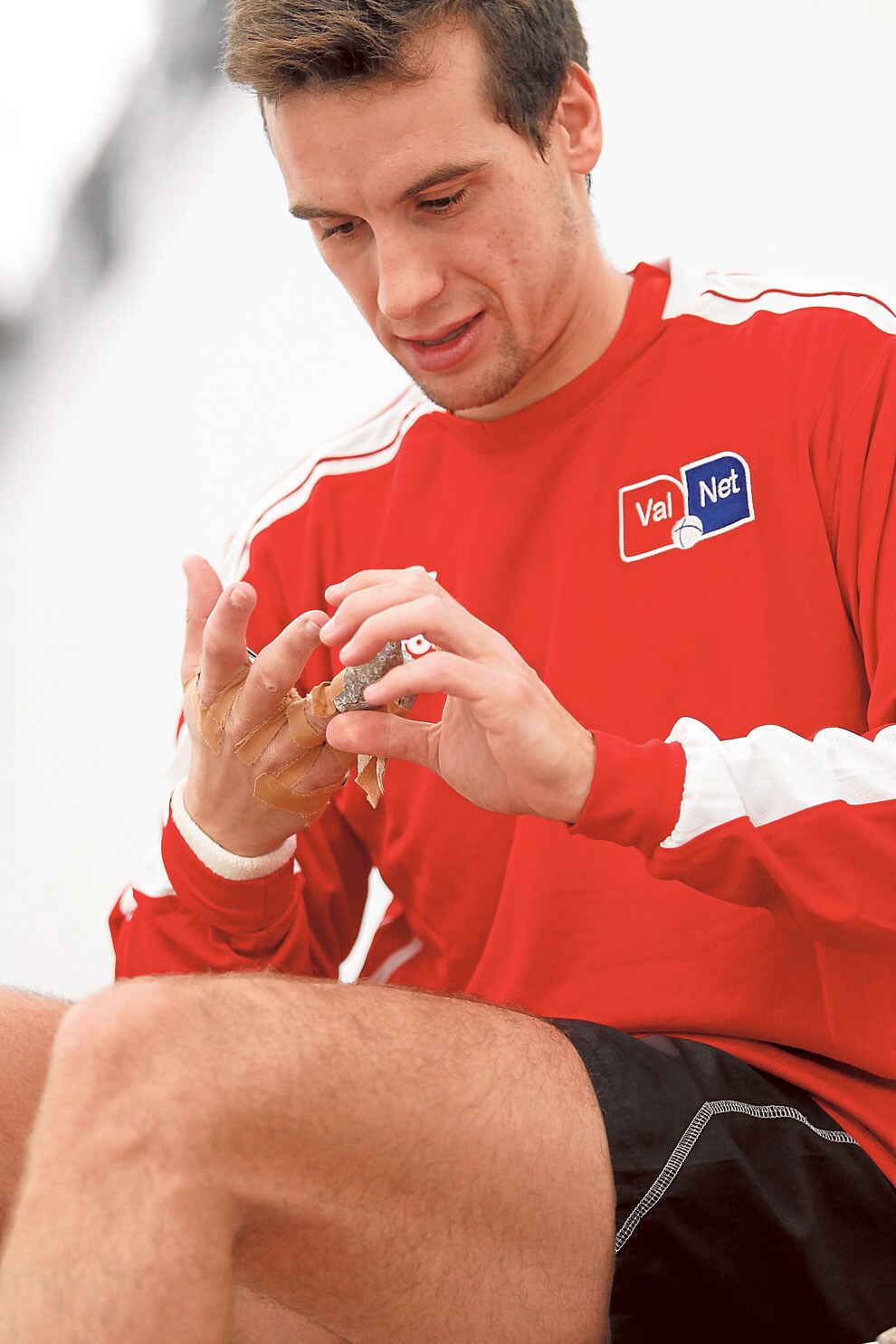 Moltó, al finalizar un entrenamiento en el trinquet de Genovés.