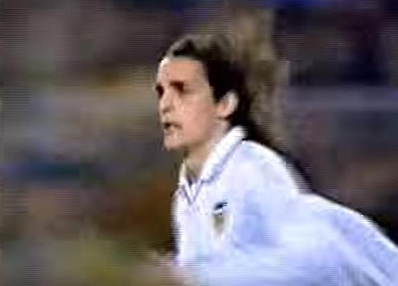 Guillermo Morigi celebrando el tanto ante el FC Barcelona.