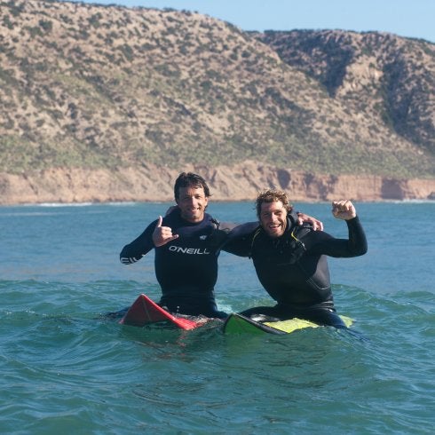 Muniain, a la izquierda, con  su acompañante Jerome Sahyoun.  :: bastien bonnarme