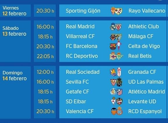 El horario del Barcelona y el del Valencia han sido intercambiados por la Copa del Rey, algo que la LFP no había recogido en su web.