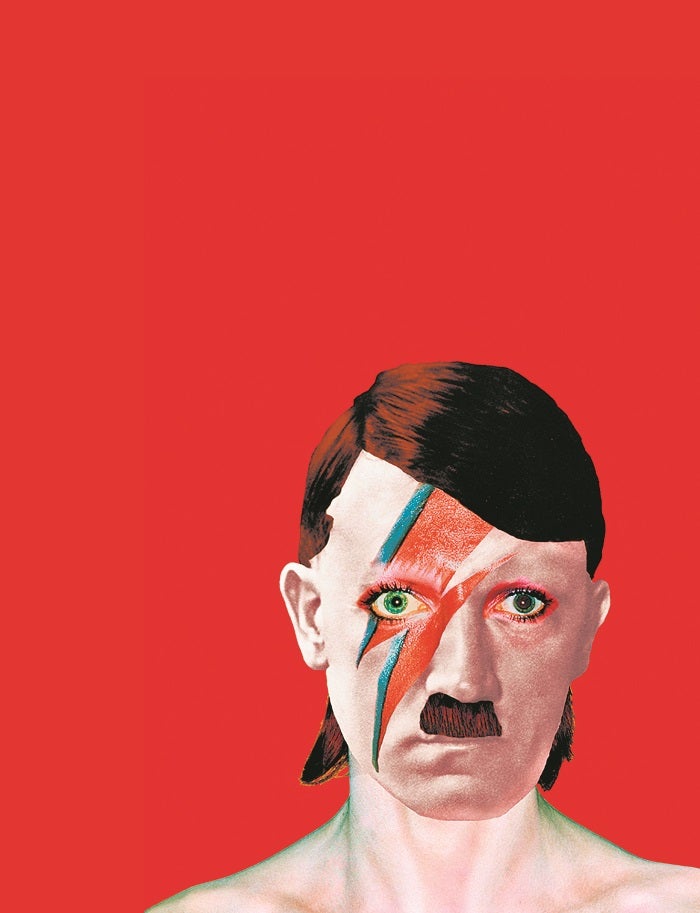 Ilustración de portada del libro 'Mercancía del horror', con un híbrido de Adolf Hitler y el David Bowie de 'Aladdin Sane'.