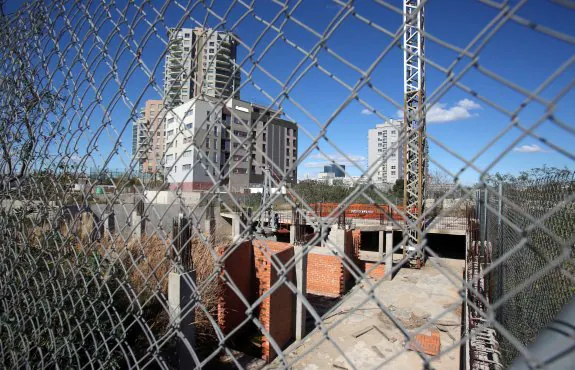 Cimientos y una grúa abandonados en el PAI de las Moreras, a espaldas de la Ciudad de las Ciencias. :: j. monzó