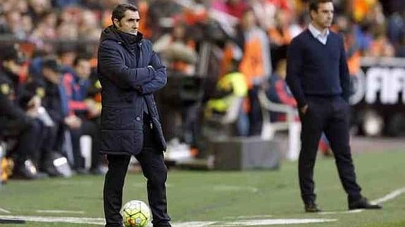 Valverde en el partido de liga Valencia-Athletic en Mestalla.