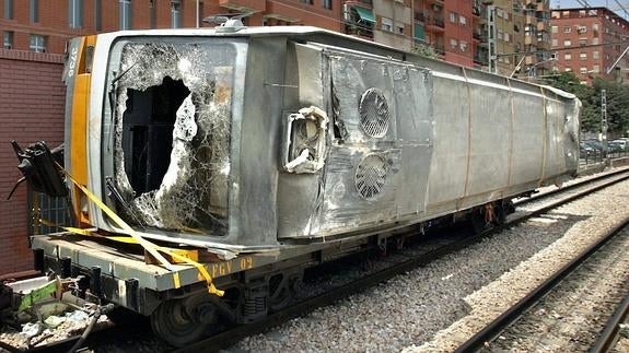 Vagón del tren implicado en el accidente de MetroValencia.