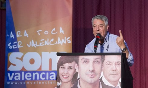 Joan Culla, durante un mitin de Som Valencians.