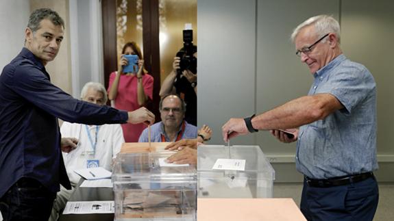 Toni Cantó, Ximo Puig y Joan Ribó, votando esta mañana.