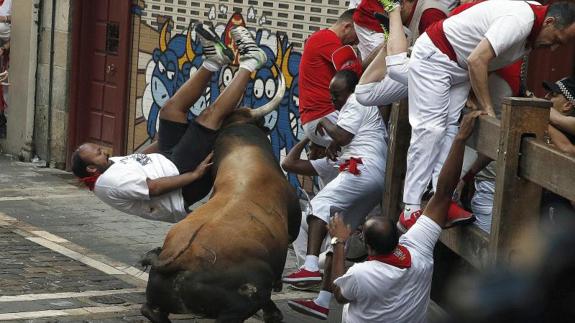 Una imagen del encierro de hoy. 