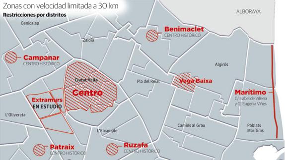 El límite de velocidad a 30 kilómetros por hora se extiende ya por toda Valencia