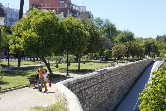 Una parte de las Alameditas, vistas desde el puente de Serranos. 