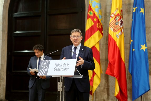 El presidente del Consell, Ximo Puig, durante una intervención en el Palau de la Generalitat. :: c. amor