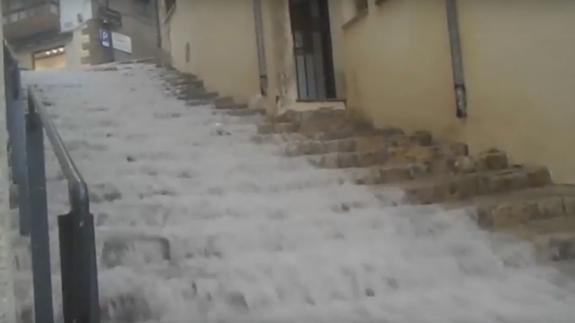 Tormenta en la localidad de Morella.Casa Roque