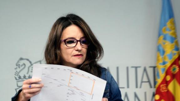 Oltra, durante la rueda de prensa tras el pleno del Consell. 