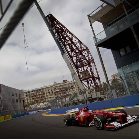 Una de las carreras de Fórmula 1, en el circuito urbano de Valencia.