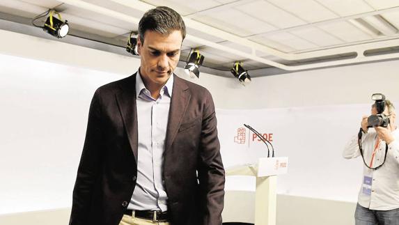 Pedro Sánchez, en la sede del PSOE.