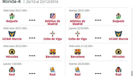 Horario y televisión en directo de los partidos de la Copa del Rey de fútbol 2016-2017. 