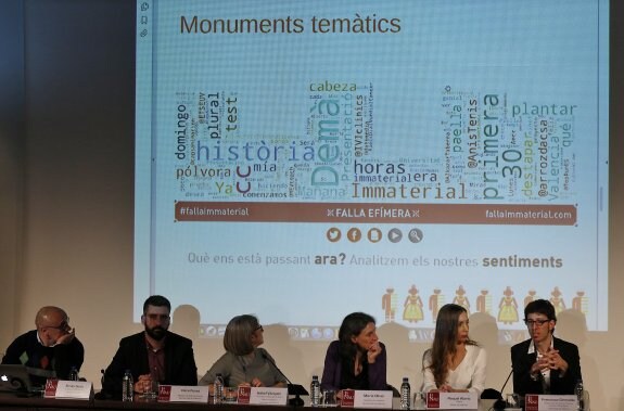 Presentación del proyecto de fallas inmateriales, en La Nau de València.