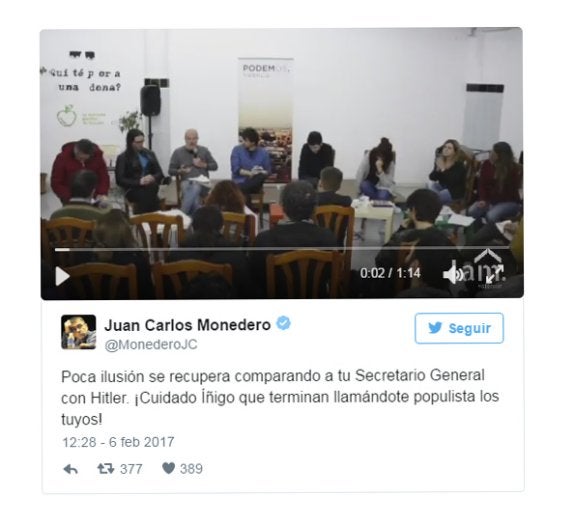 Antonio Montiel compara a Pablo Iglesias con Franco