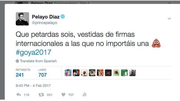 Pelayo Díaz explica por qué llamó «petardas» a las actrices españolas en los Goya