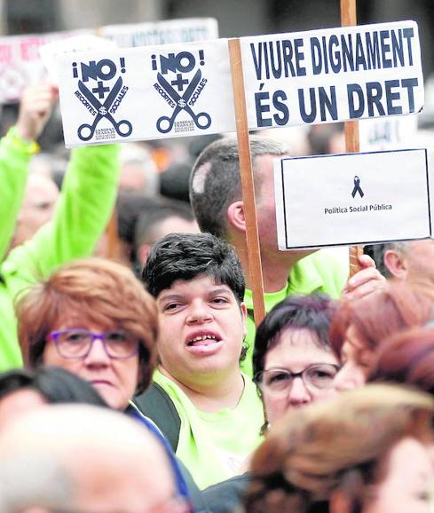 Manifestación ante la Generalitat por impagos de dependencia el pasado mes de octubre.