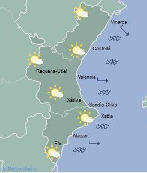 El tiempo en Valencia, Alicante y Castellón | Mañana podría llover débilmente en el interior, donde bajarán las máximas