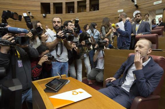 Alexis Marí, en Les Corts, el día después de ser relevado como portavoz.